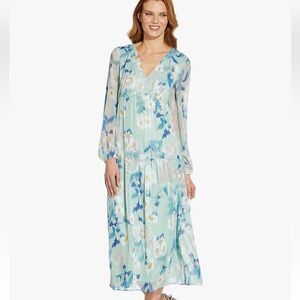 Adrianna Papell Women's Floral Chiffon Tiered Dress mint size 6